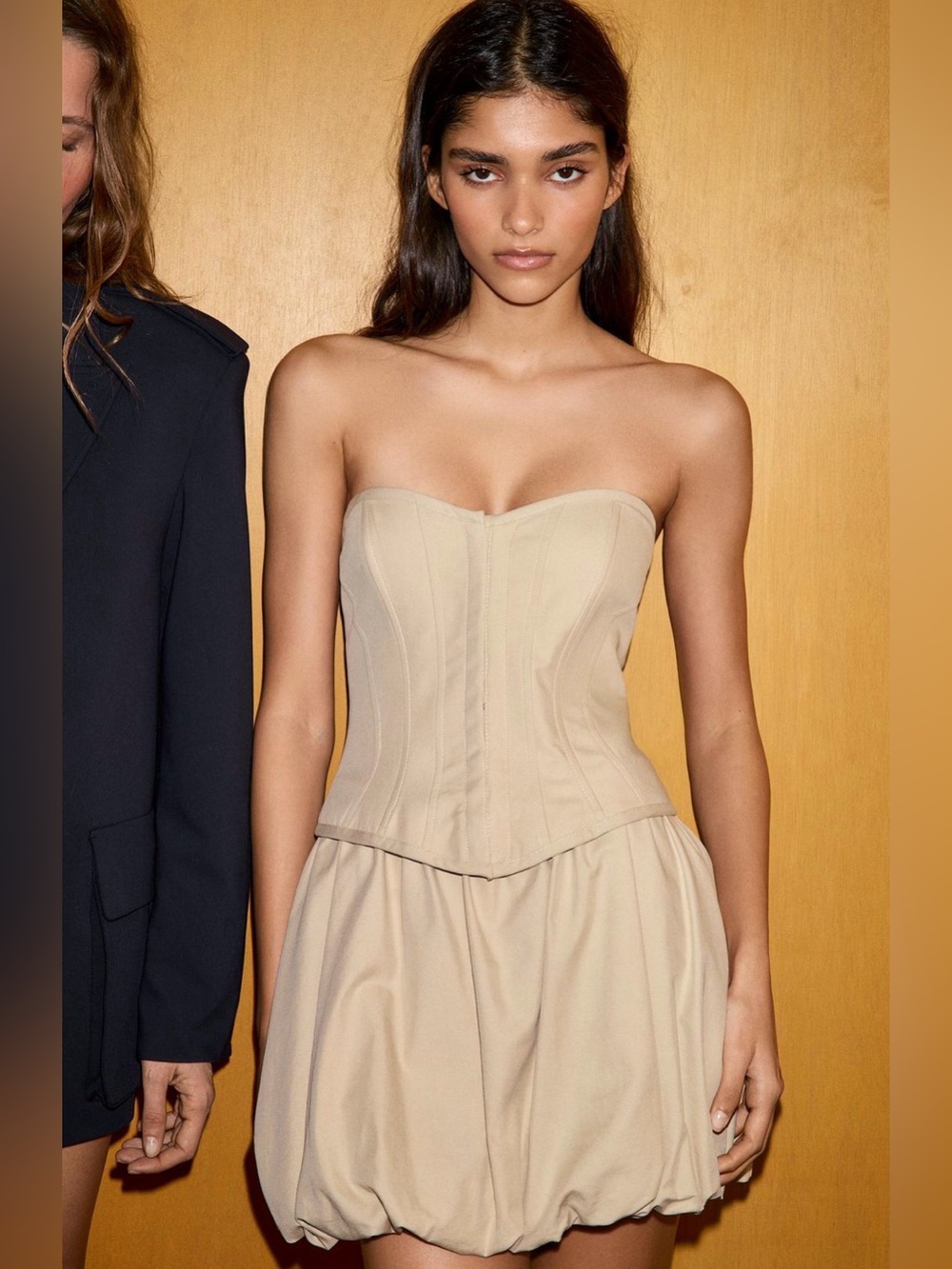 ZARA Strapless Beige Corset Top